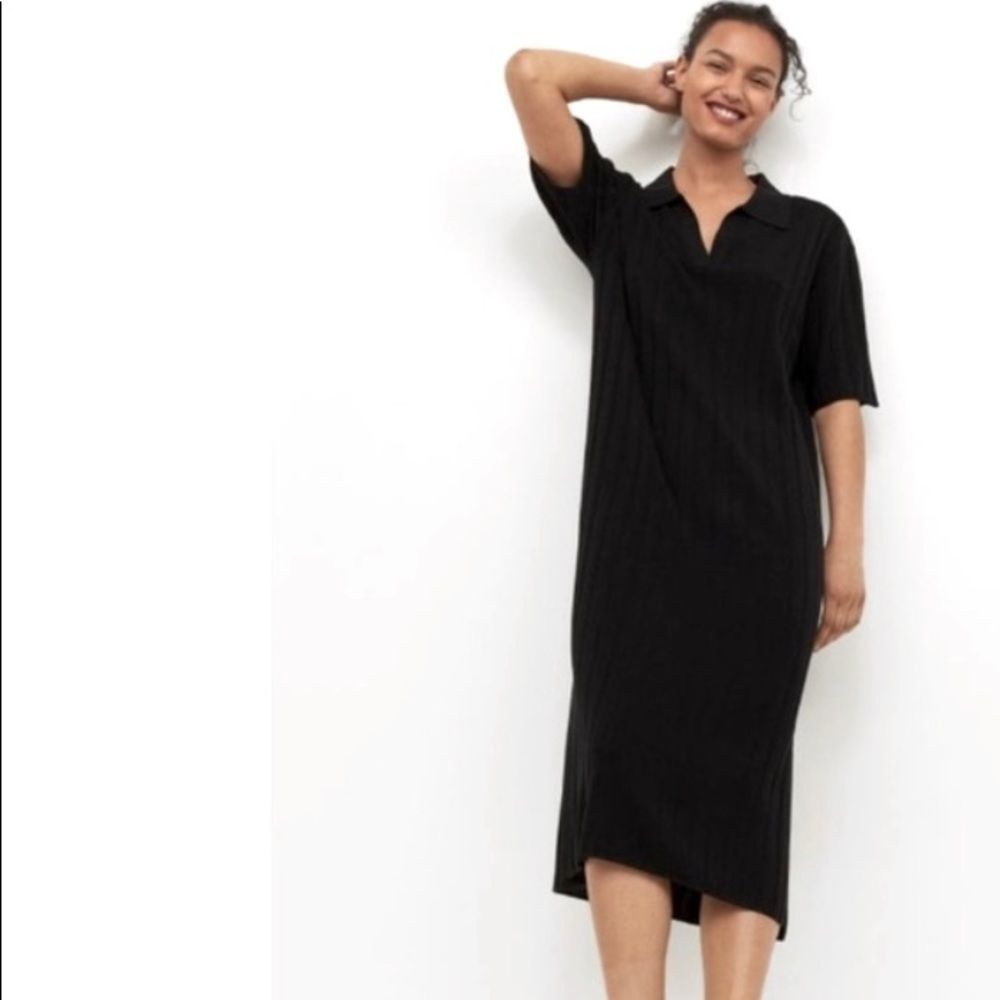 H&M Black Ribbed MIDI Dress